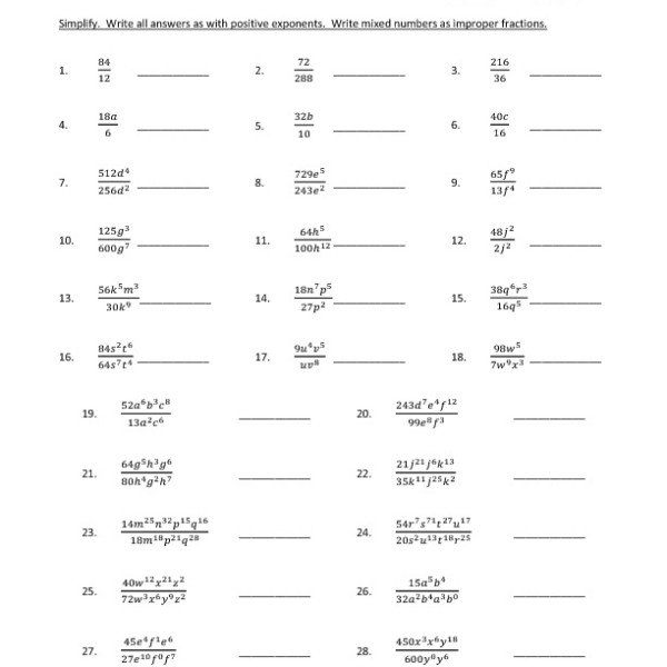 Eighth Grade Dividing Monomials Worksheet 05 â One Page Worksheets